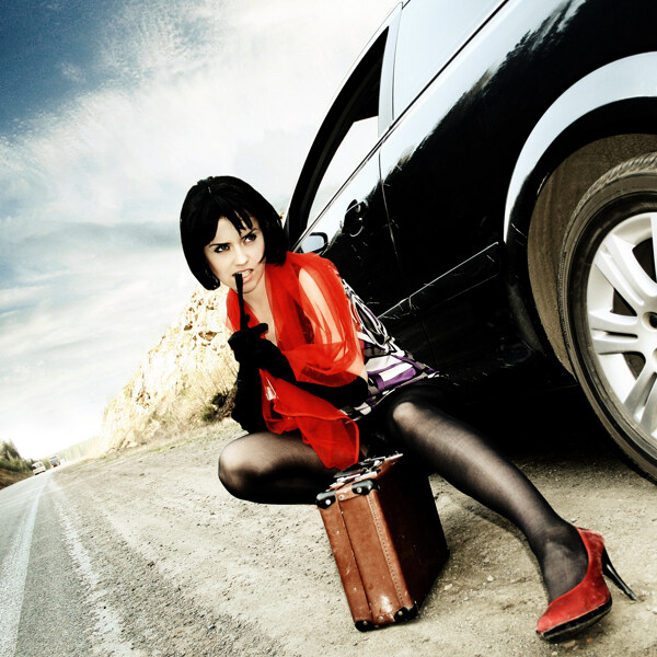 轎車與時(shí)尚美女圖片