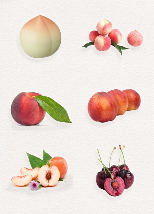 桃子樱桃水果透明png免扣素材