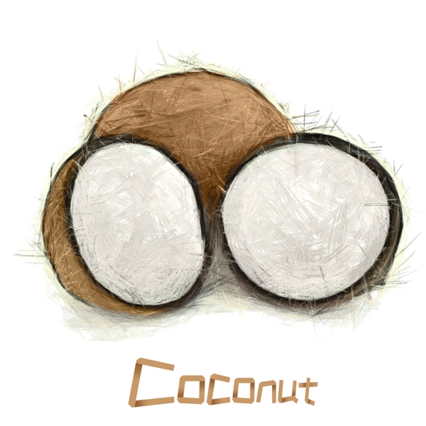 线圈印象手绘椰子原创商用元素