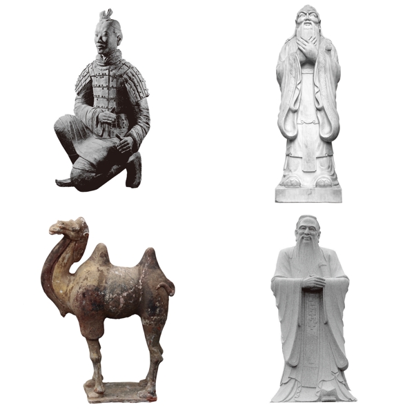 雕塑兵马俑孔子骆驼