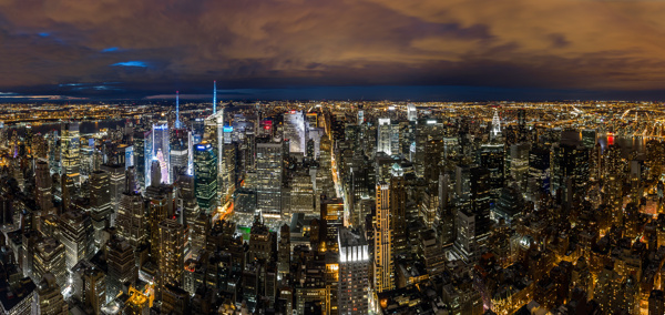 纽约夜景鸟瞰图片