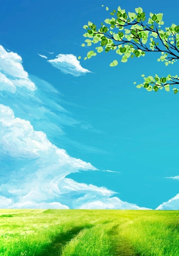蓝天下的草地风景