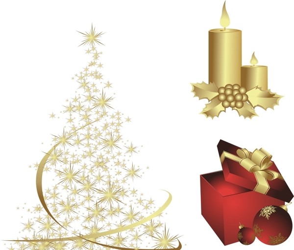 金色蜡烛礼物圣诞树