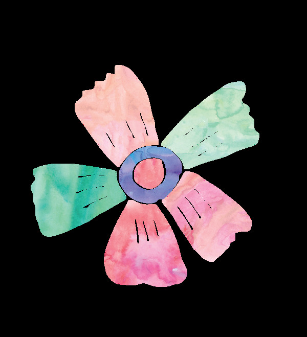 彩色创意花卉卡通水彩透明素材