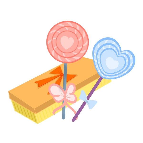情人節(jié)棒棒糖禮盒插畫(huà)