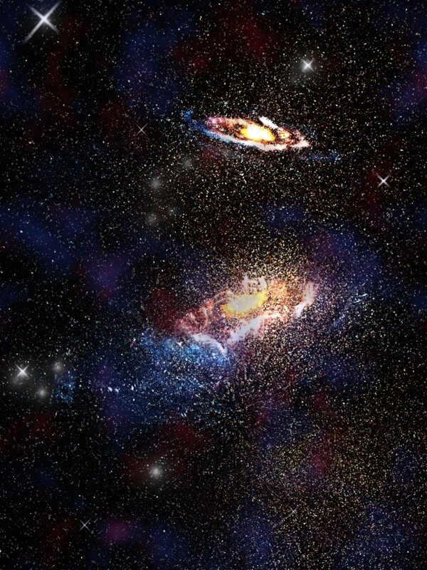 原创C4D星空星星爆炸粒子星云背景