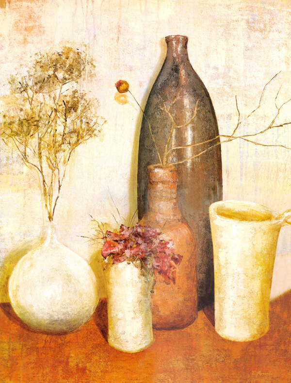 花瓶静物油画图片