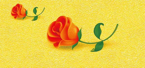 金黄色红玫瑰花背景墙壁画