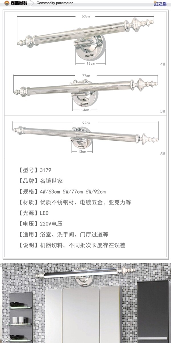 燈具描述PSD素材