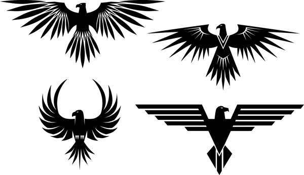 4鹰纹身图案风格矢量图形