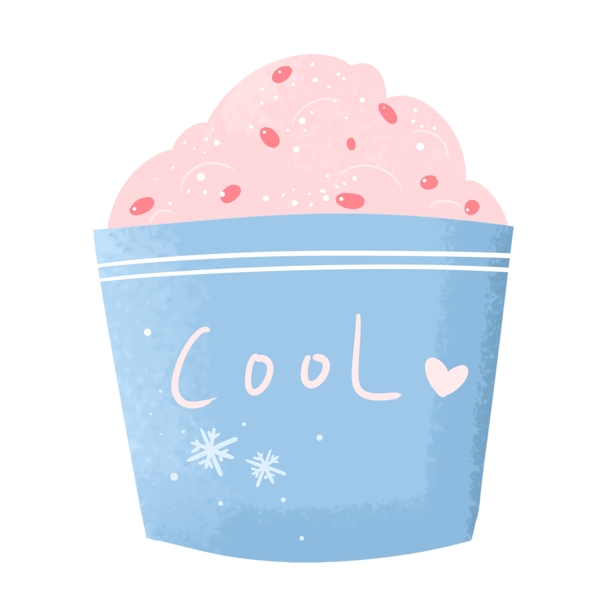 蓝色粉红色可爱夏季清新红豆刨冰