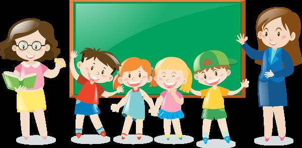 可愛(ài)學(xué)生小孩和老師免摳png透明圖層素材