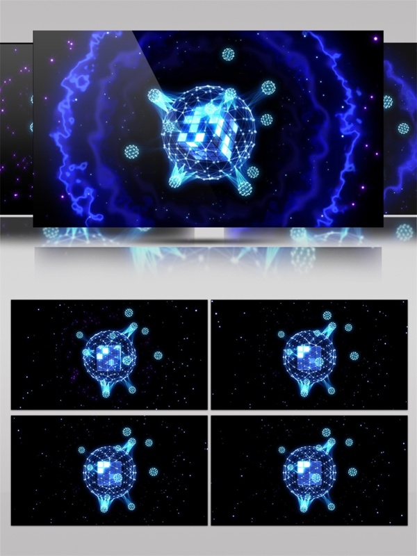 蓝色迷幻光球动态视频素材