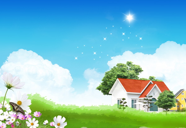 星光下的小院JPG背景大圖