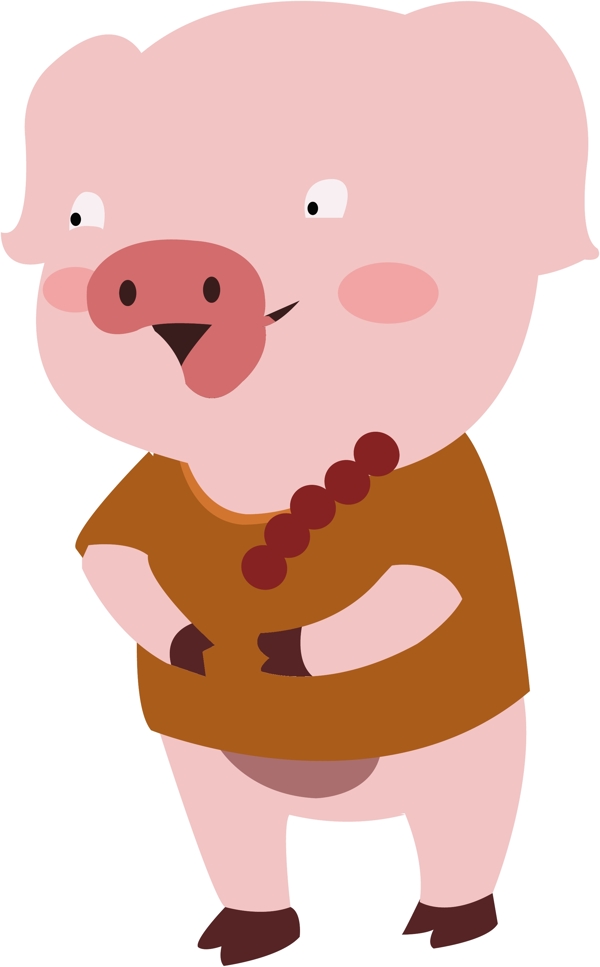 卡通矢量拿着糖葫芦的可爱小猪