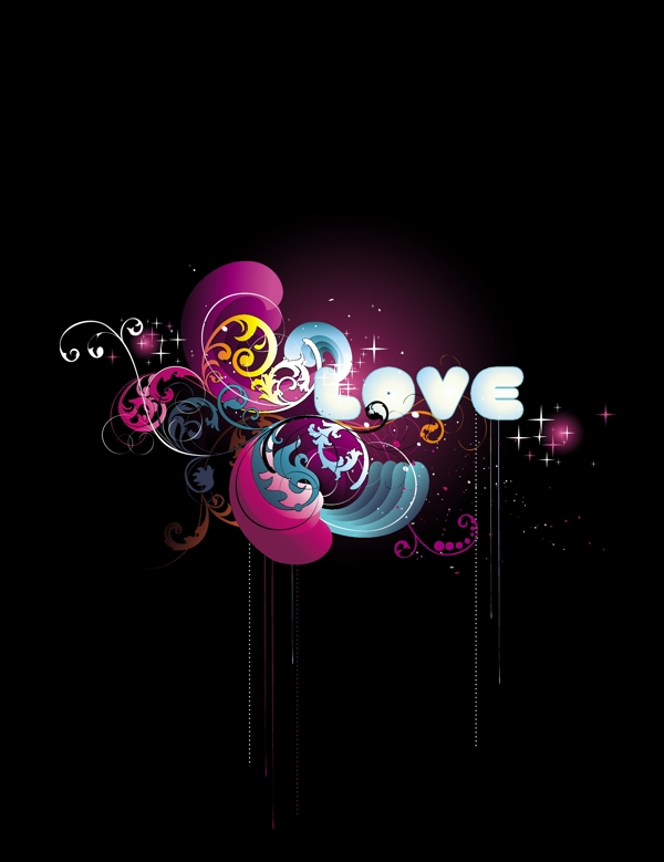 潮流love主題矢量