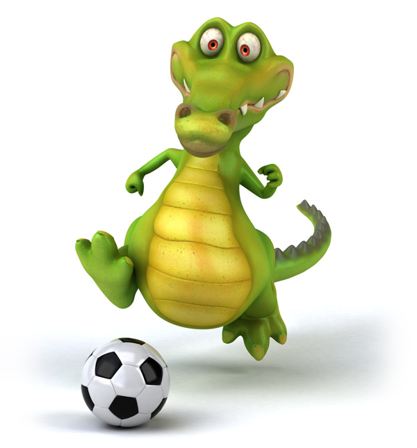 踢足球的卡通恐龙