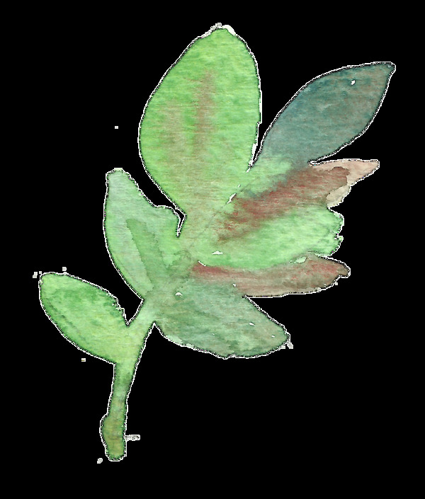 迷彩枝葉卡通水彩透明素材