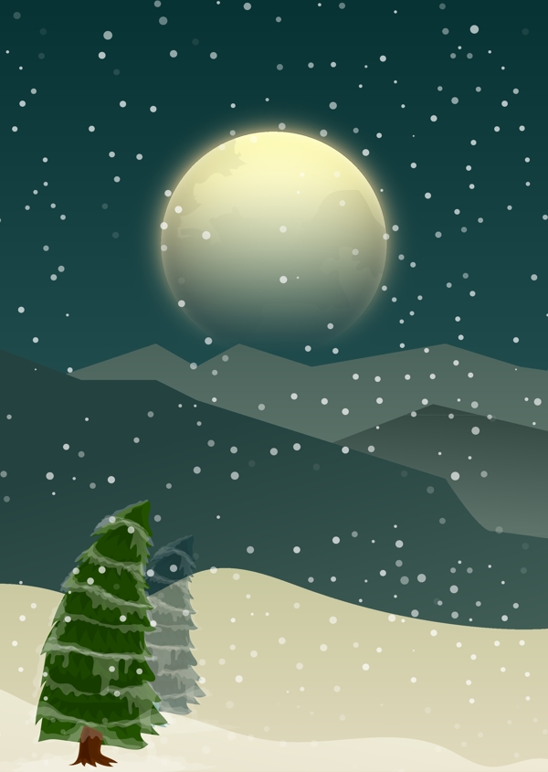 创意小清新冬天雪景平面素材