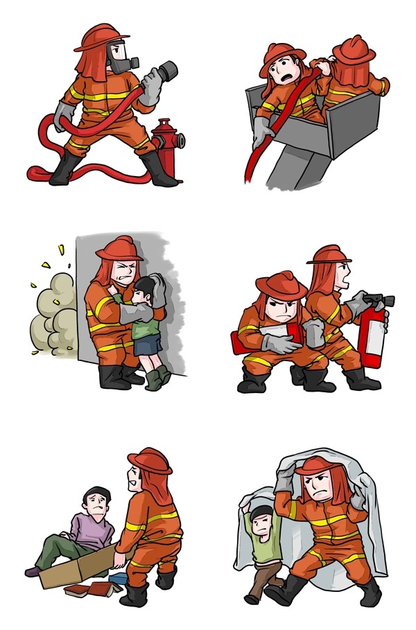 消防安全合集插画