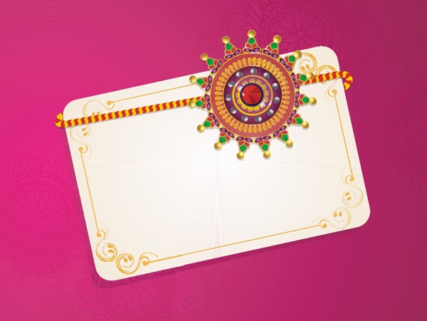 美丽的装饰礼品卡或问候rakhi印度兄妹结合节日卡的设计RakshaBandhan庆祝