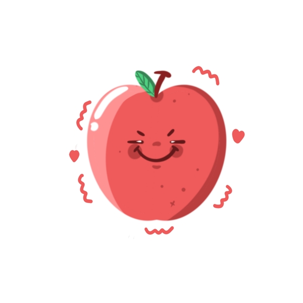 笑脸卡通苹果形象简约水果
