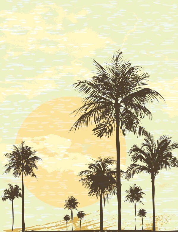 夏日椰树插画