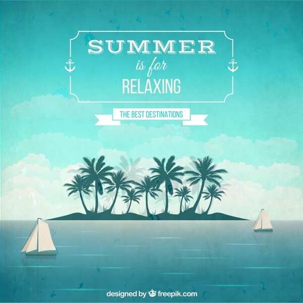 夏季度假岛屿海报矢量图