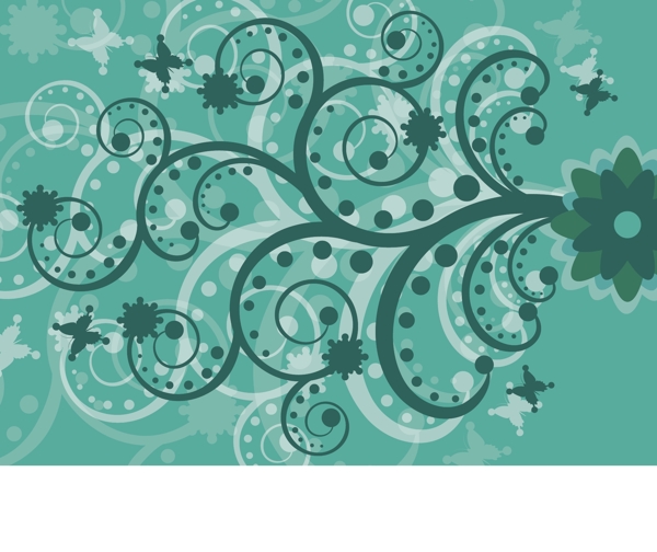 绿色花图案漩涡格式背景抽象花朵背景