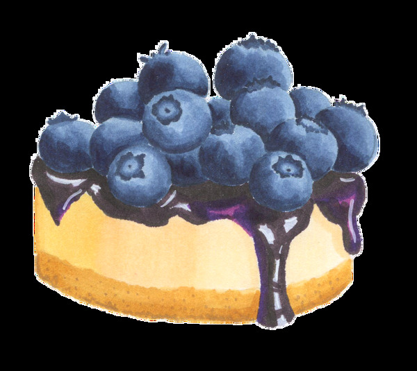 蓝莓蛋糕卡通透明装饰素材