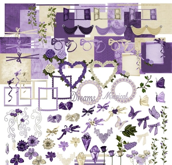 紫色浪漫丝带画框