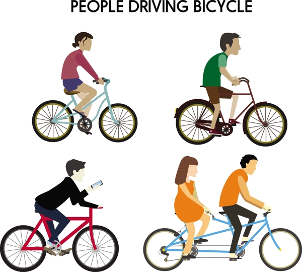 人们骑自行车各种隔离自由向量