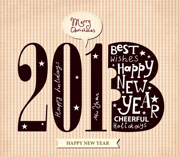 2013復(fù)古新年快樂矢量背景圖