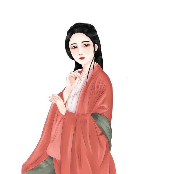 古风写实中国风古装汉服美女少女手绘PNG