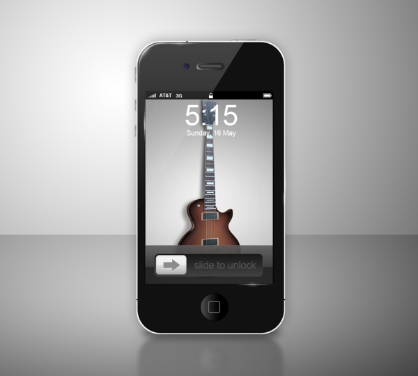 有光澤的黑色iPhone4原型PSD