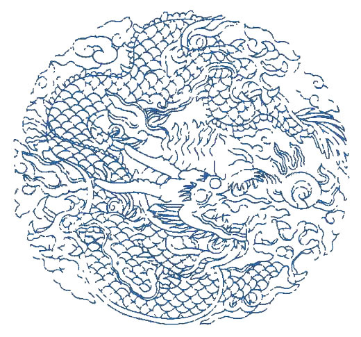 繡花動物龍色彩藍(lán)色免費(fèi)素材