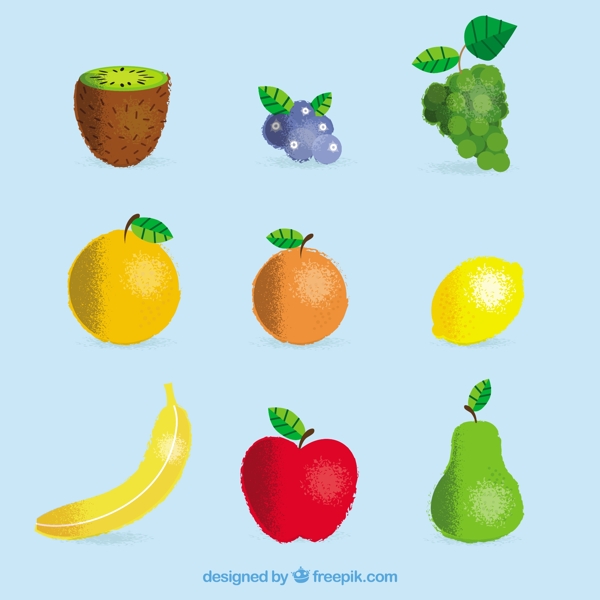 9种不同水果手绘矢量设计素材