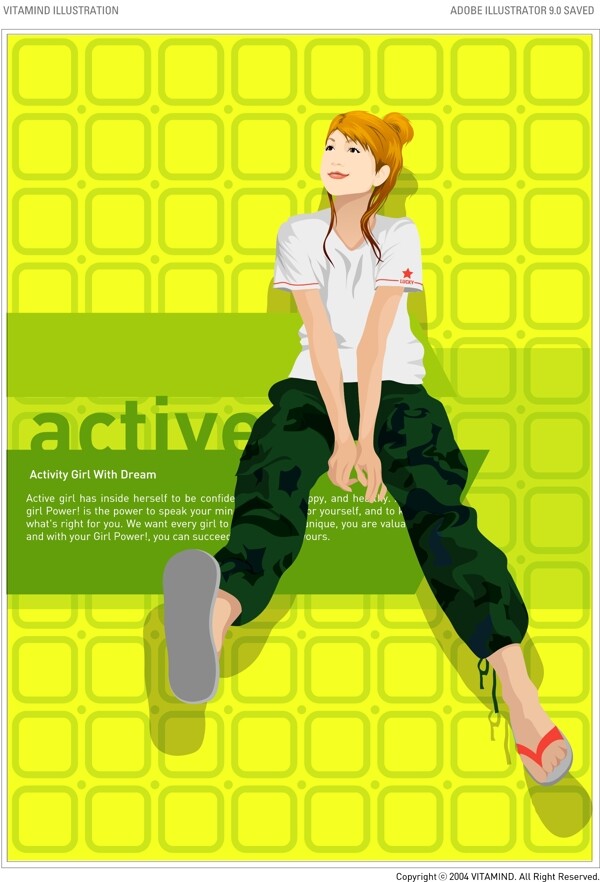 矢量人物活力女孩