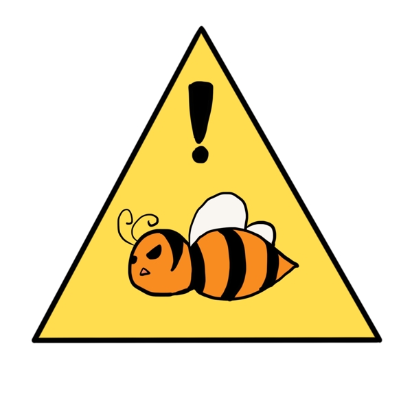蜜蜂出没警示牌插画