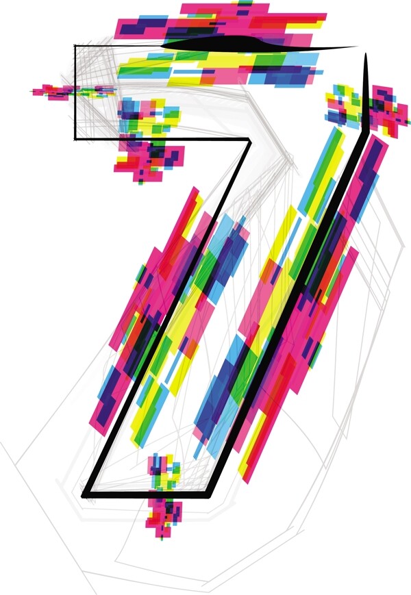 7號字體插畫矢量圖
