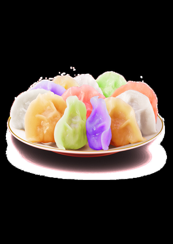 美味可口颜色多样的水饺png透明素材