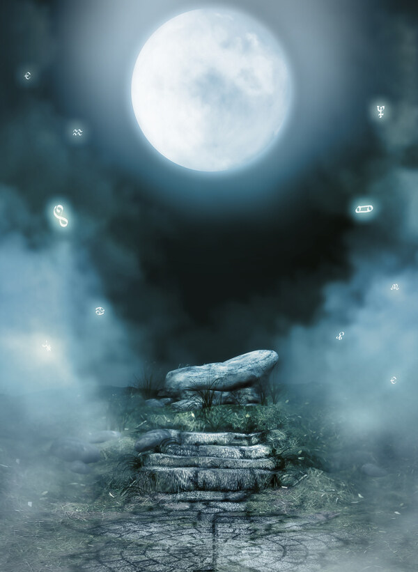 夜晚夢幻背景素材