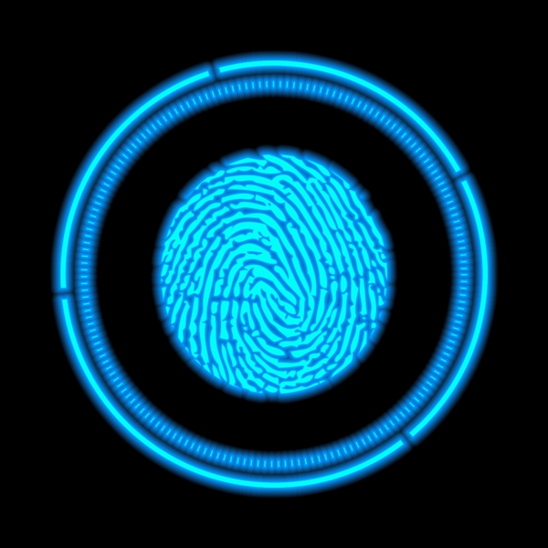 科技指纹装饰蓝色发光炫酷元素设计