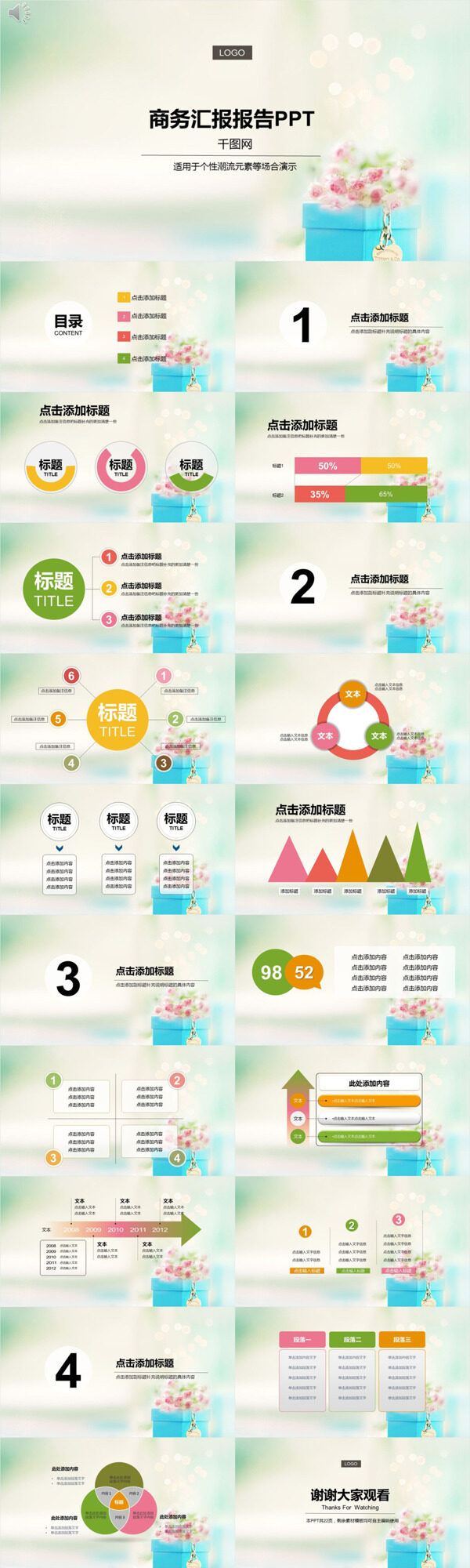 淡雅清新商務(wù)匯報報告PPT