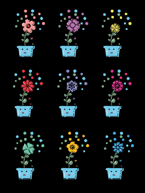 Mbe风格可爱创意图标扁平化花卉植物