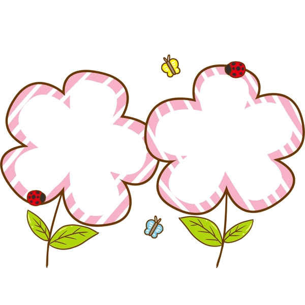 粉色小花相框插画