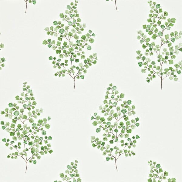 绿色树枝花纹布艺壁纸图片