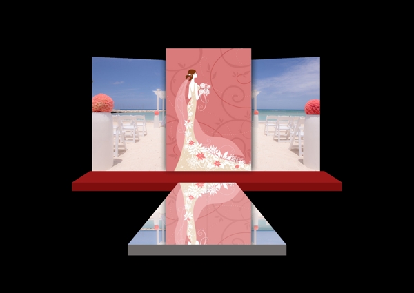 婚礼背景立体设计