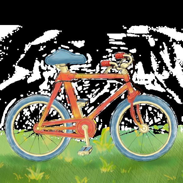绿色低碳出行交通工具自行车原创手绘插画
