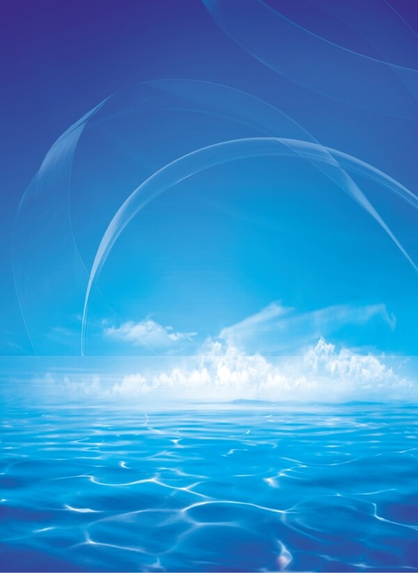 蓝天白云海景蓝海水抽像